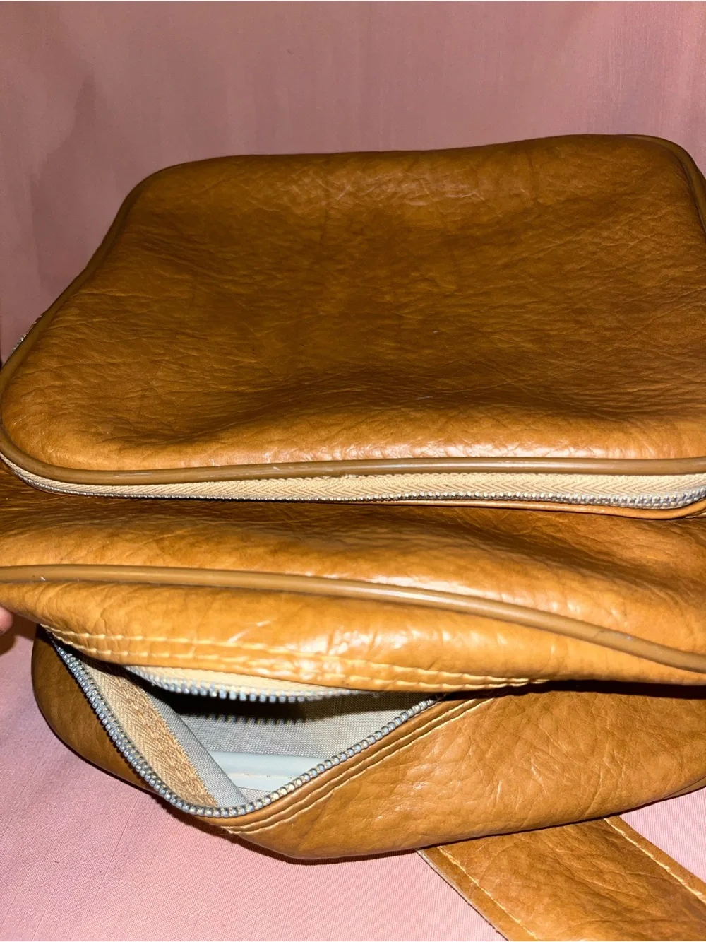 Vintage Leather Crossbody Bag/Carry on bag in Cognac Brown